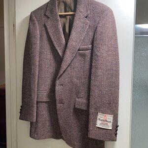 Vtg Harris Tweed USA Brown Herringbone Jacket handwoven 100% Scottish Wool 38R